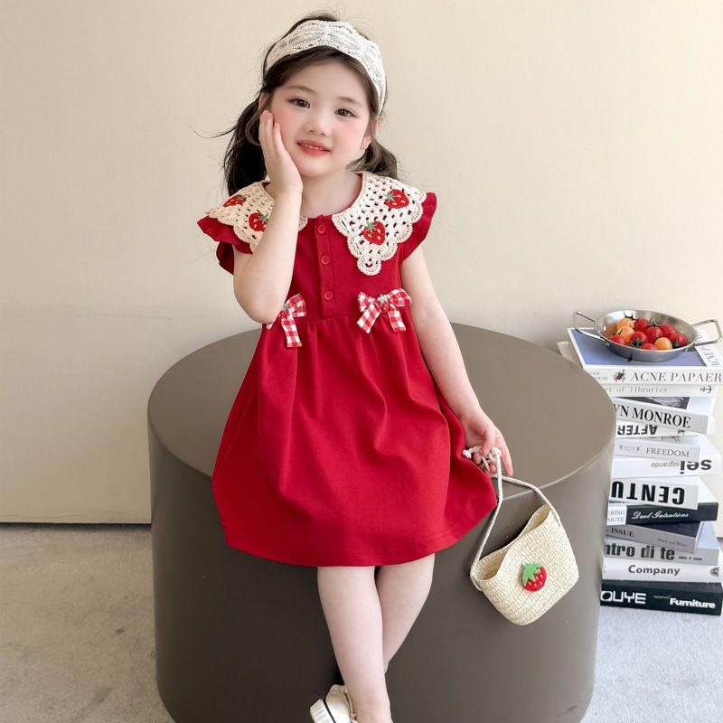 Stylish little girl dress, baby girl vest dress, toddler red festive dress