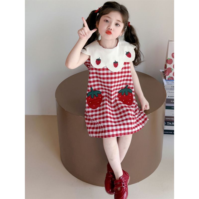 Stylish little girl dress, baby girl vest dress, toddler red festive dress