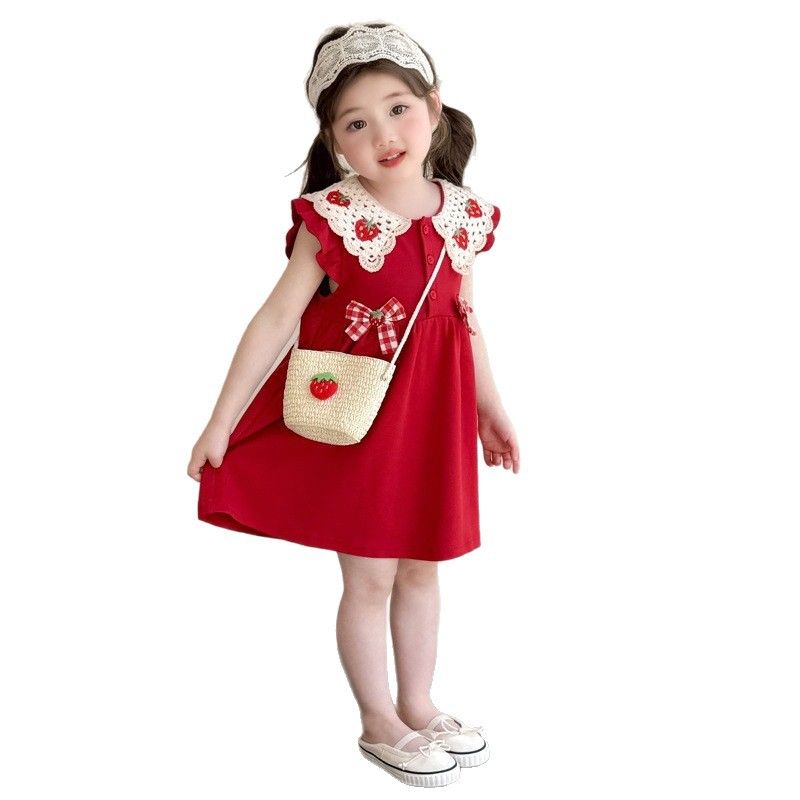Stylish little girl dress, baby girl vest dress, toddler red festive dress