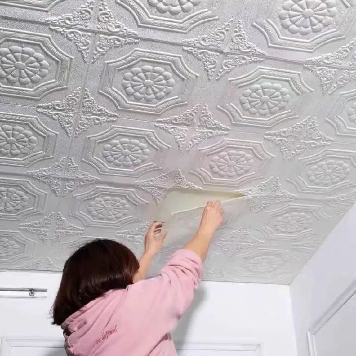 10 Pcs 35cm x 35cm Waterproof and moisture-proof self-adhesive ceiling wallpaper, wall decoration stickers, foam wall stickers, and headboard upholstered wallpaper