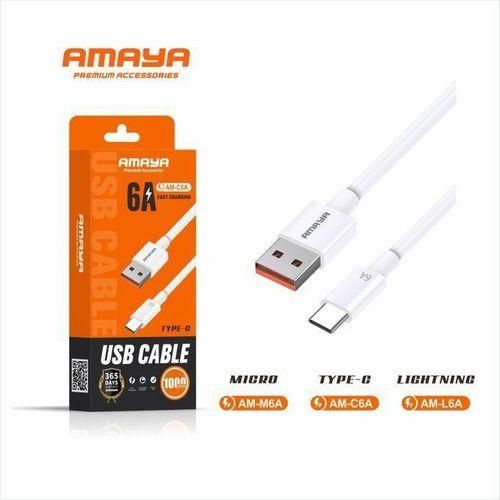Original Fast Charging Type C Cable Amaya High Speed Data Transfer Durable Braided USB Type C Charger Cable for Smartphones Tablets Laptops Long Lasting Strong Build Quality