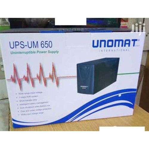 Original Unomat UM 650VA UPS Reliable Power Backup Uninterruptible Power Supply Surge Protection Energy Saving Compact Design for Home Office Computers Electronics.