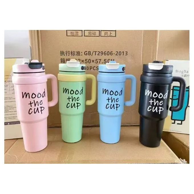 Mood The Cup, Stanley Mug Tumbler With Handle And Straw Lid, Insulated Reusable Stainless Steel Travel Mug Sports Water Bottle