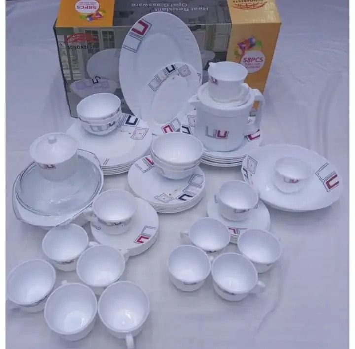 Sundabests 58pcs!dinner set plate &cup&bowl&soup bowl GLASS CUP AND JUG SET HMD6725  NOODLE BOWL plate Home Kitchen Dining room appliances(311012843)（311012844）