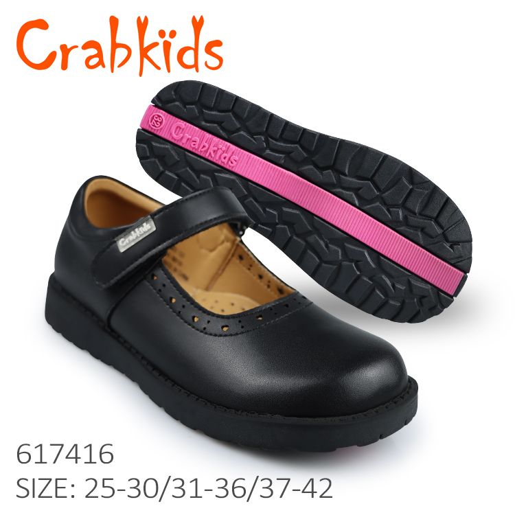 Crabkids Black Girls School Shoes – Comfortable & Durable
