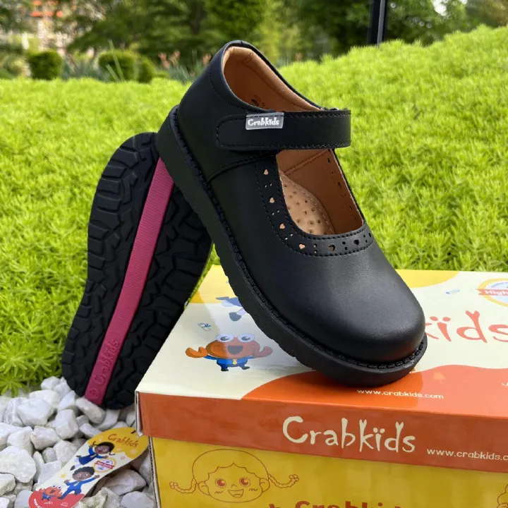 Crabkids Black Girls School Shoes – Comfortable & Durable