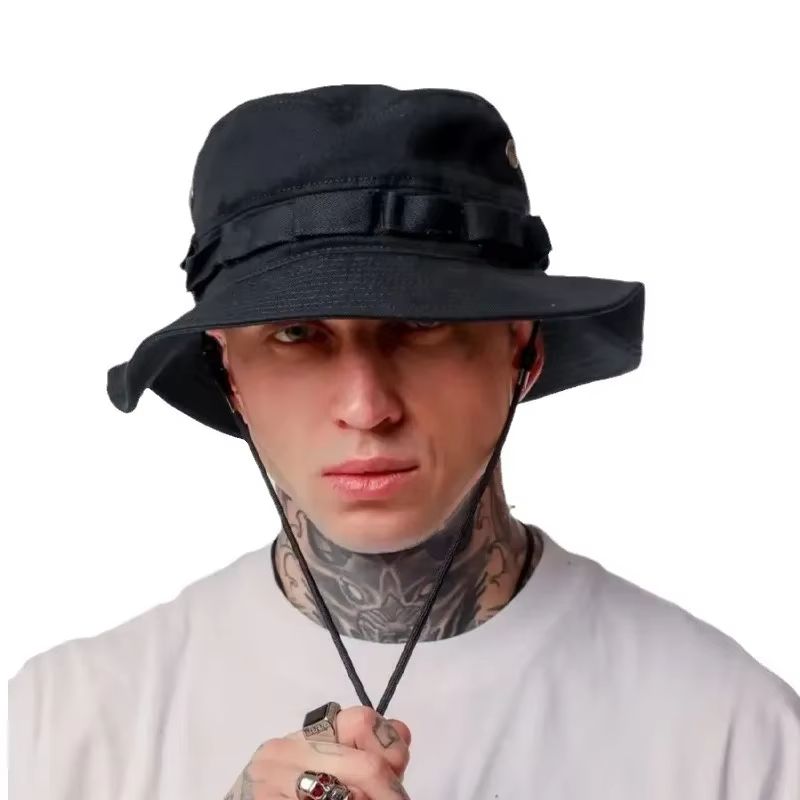 Summer Men Bucket Hat Outdoor UV Protection Wide Brim Panama Safari Hunting Hiking Hat Mesh Fisherman Hat Beach Sunscreen Cap