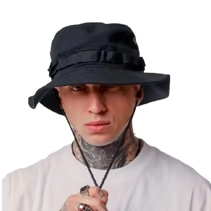 Summer Men Bucket Hat Outdoor UV Protection Wide Brim Panama Safari Hunting Hiking Hat Mesh Fisherman Hat Beach Sunscreen Cap