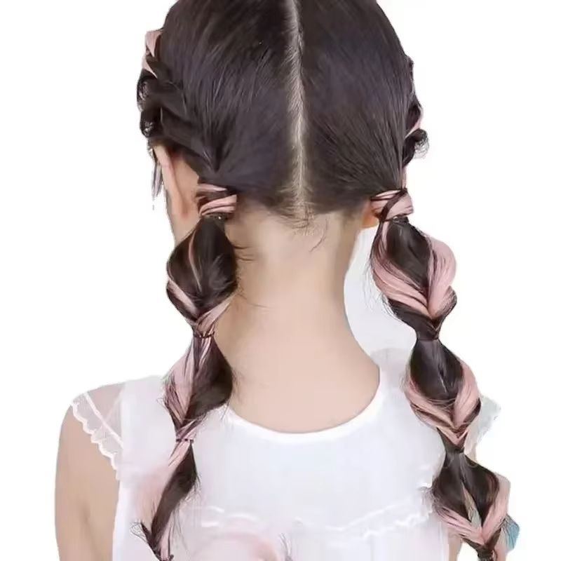 2pcs/set Sweet Kids Girl Wigs Hair Clip Cute Cool Candy Color Braid Wigs Hair Pin Hanging Ears Hair Dyeing Wig Headwear