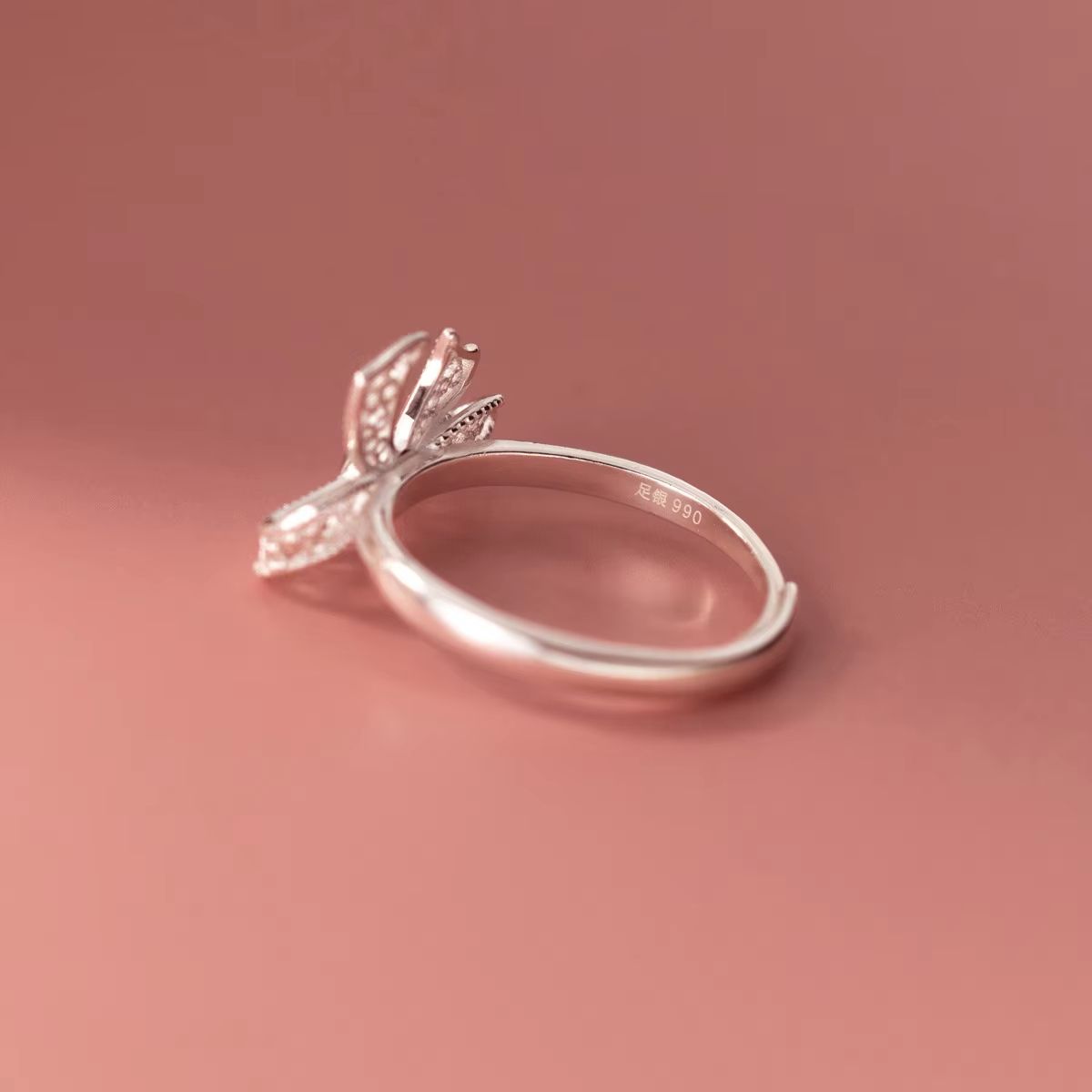 Bow, open ring, ladies' engagement, luxurious high-end jewelry