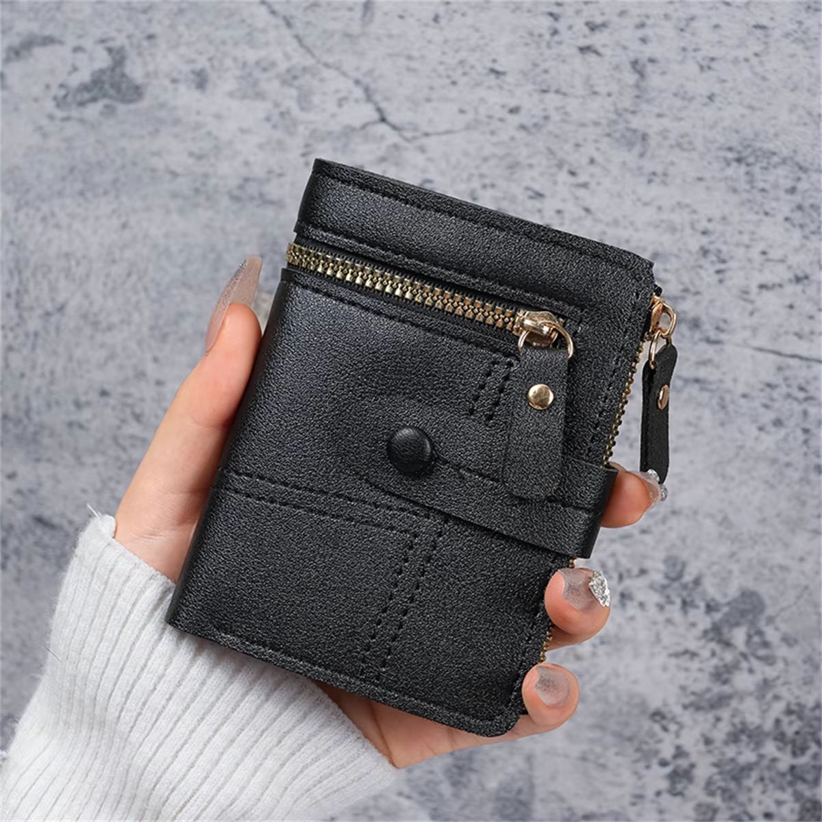 Wallet new button wallet female solid color wallet thin ladies wallet card clip short coin purse cross-border wholesale