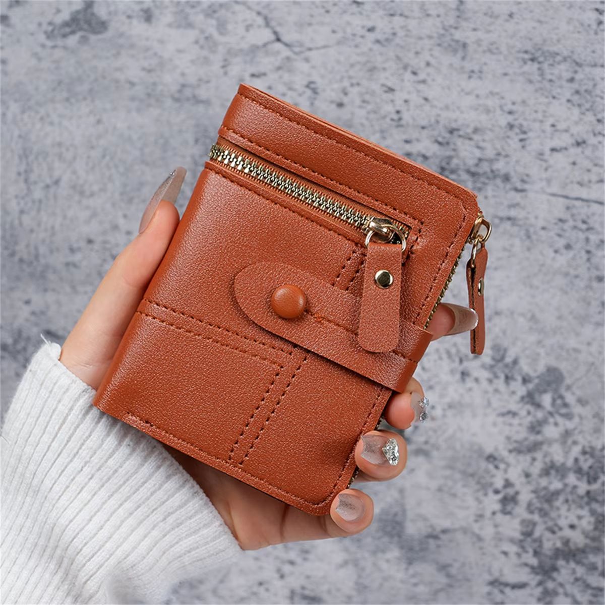 Wallet new button wallet female solid color wallet thin ladies wallet card clip short coin purse cross-border wholesale