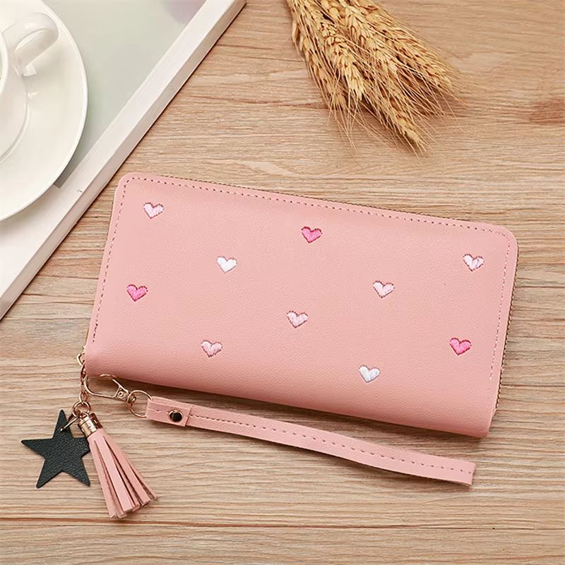 Women Long Wallets Purses Luxury Love Heart Wallets for Ladies Girl Money Pocket Card Holder Female Wallets Phone Clutch Bag