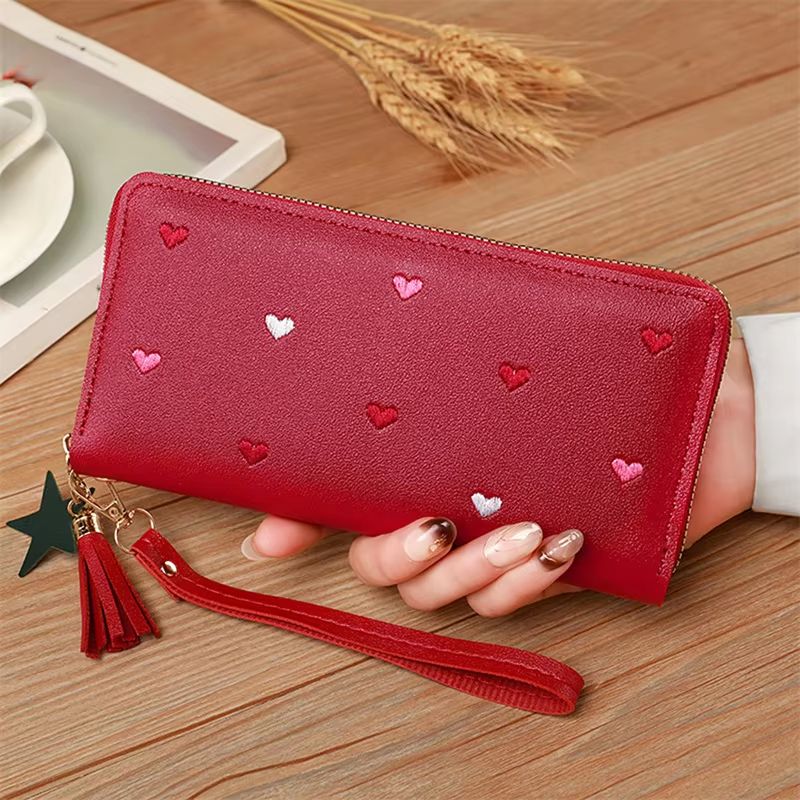 Women Long Wallets Purses Luxury Love Heart Wallets for Ladies Girl Money Pocket Card Holder Female Wallets Phone Clutch Bag