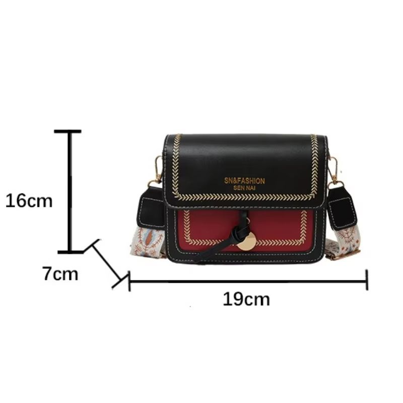 Fashionable Bag for Women, Versatile New Crossbody Bag, Contrasting Color Shoulder Bags, Small Square Bag, Wide Shoulder Strap