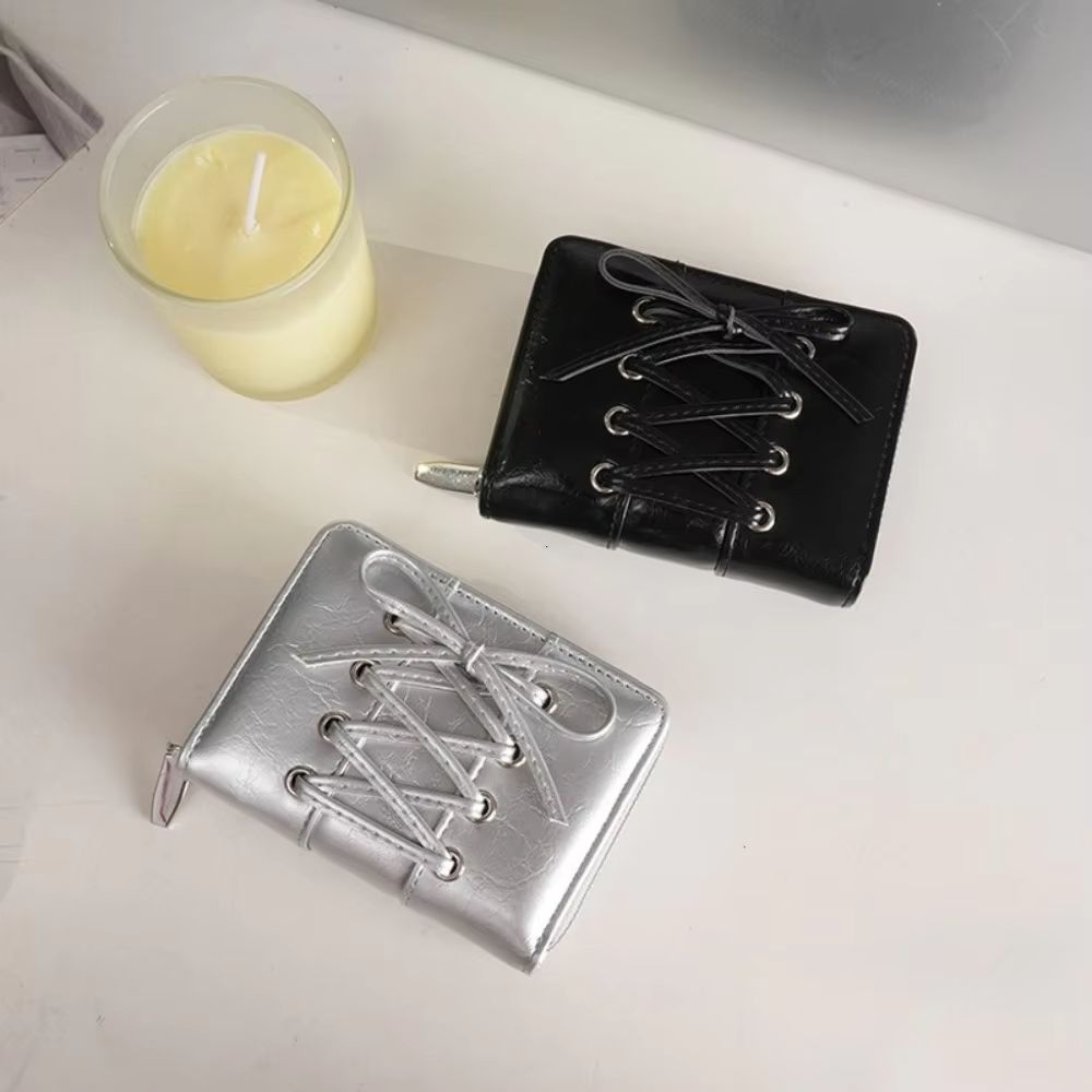 Simple Korean Style Bow Wallet Ultra Thin Short Clutch Card Bag Multi-function Zipper PU Leather Card Holder Travel Coin Purse