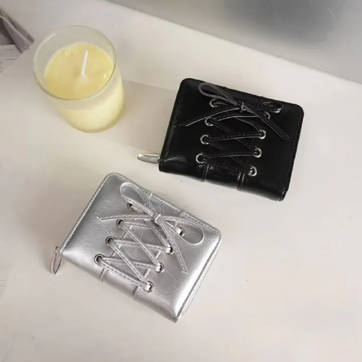 Simple Korean Style Bow Wallet Ultra Thin Short Clutch Card Bag Multi-function Zipper PU Leather Card Holder Travel Coin Purse