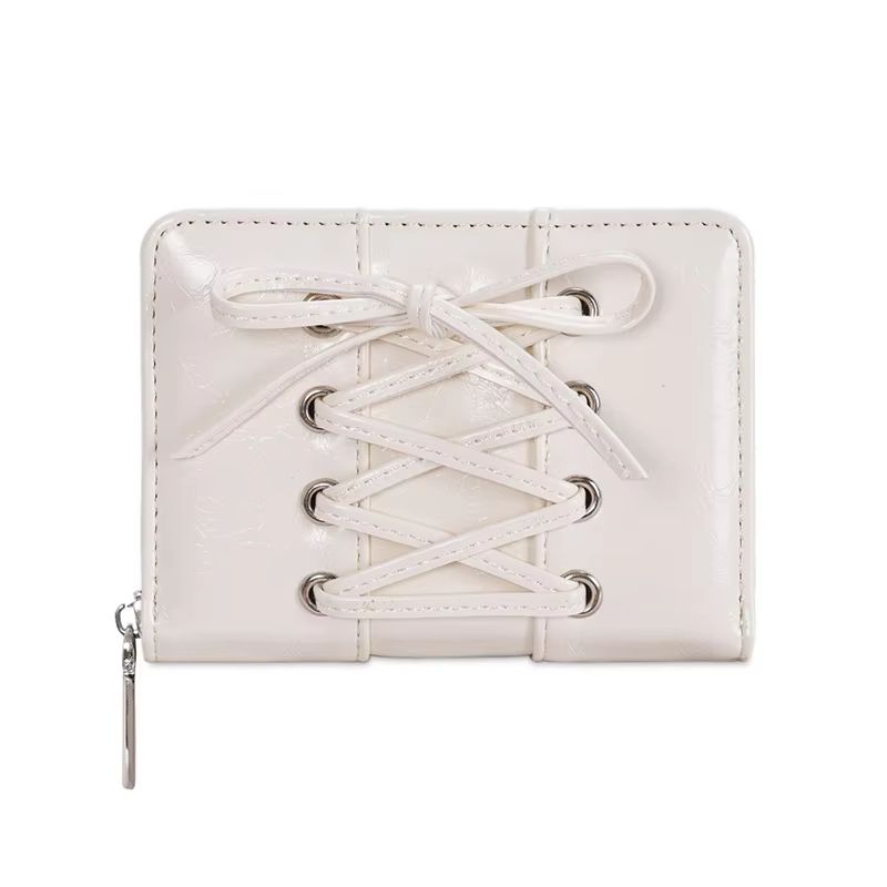 Simple Korean Style Bow Wallet Ultra Thin Short Clutch Card Bag Multi-function Zipper PU Leather Card Holder Travel Coin Purse