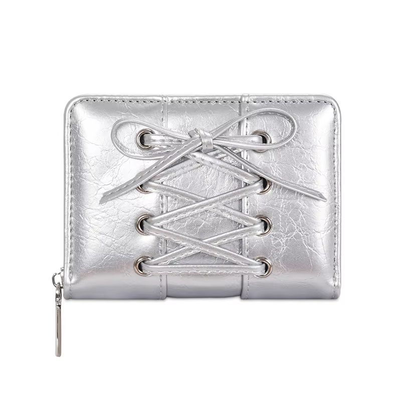 Simple Korean Style Bow Wallet Ultra Thin Short Clutch Card Bag Multi-function Zipper PU Leather Card Holder Travel Coin Purse