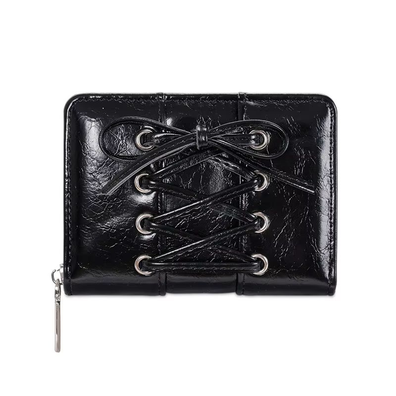 Simple Korean Style Bow Wallet Ultra Thin Short Clutch Card Bag Multi-function Zipper PU Leather Card Holder Travel Coin Purse
