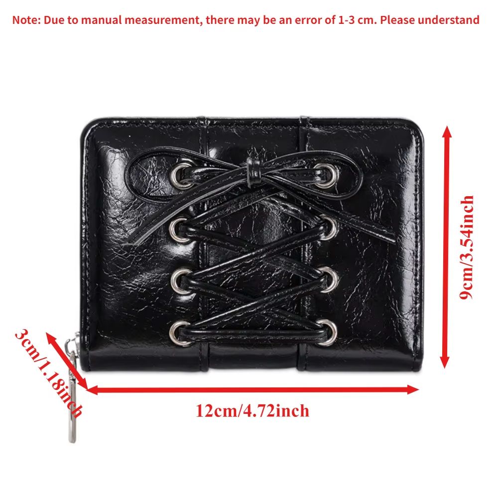 Simple Korean Style Bow Wallet Ultra Thin Short Clutch Card Bag Multi-function Zipper PU Leather Card Holder Travel Coin Purse