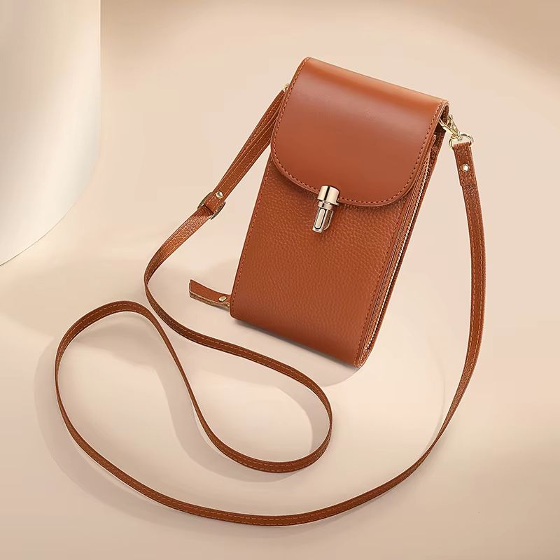 Leather phone bag, crossbody bag, women's shoulder phone bag, mini shoulder bag, ID bag, zipper bag, simple and versatile mini bag, shoulder bag
