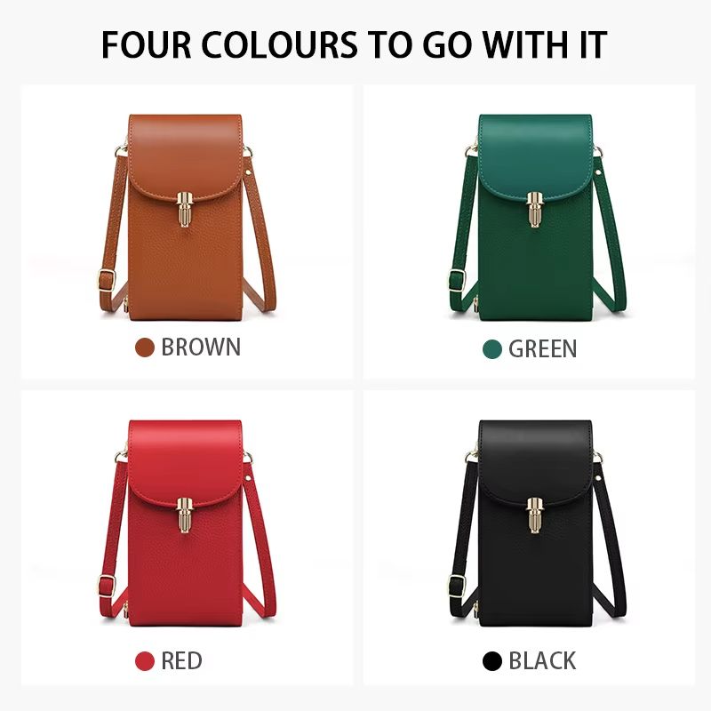 Leather phone bag, crossbody bag, women's shoulder phone bag, mini shoulder bag, ID bag, zipper bag, simple and versatile mini bag, shoulder bag