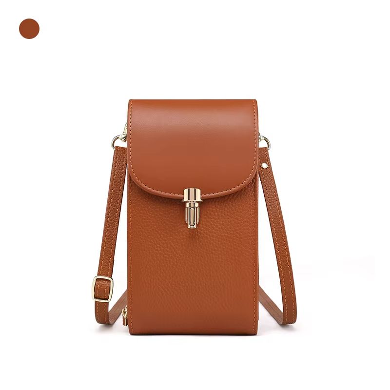 Leather phone bag, crossbody bag, women's shoulder phone bag, mini shoulder bag, ID bag, zipper bag, simple and versatile mini bag, shoulder bag