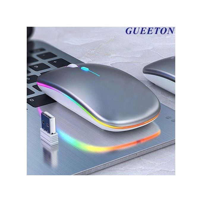 GUEETON Ultra-Thin Wireless Mouse Dual Mode 2.4G Bluetooth Rechargeable Silent Portable Slim Design Ergonomic Optical Mouse for Laptop PC MacBook Windows Smooth Precision Control Office Home Travel