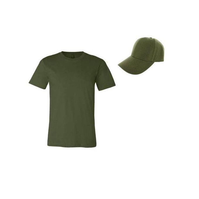 Unisex Heavy Duty Cotton Jungle Green Tshirts and baseball cap