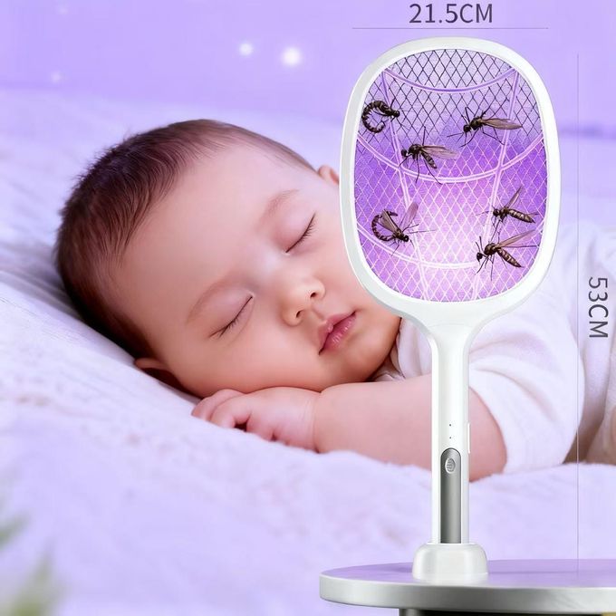 addigoes 2-in-1 Electric Mosquito Swatter & Lamp – Rechargeable Insect Repellent with Triple Safety Mesh, LED Indicator, Anti-Shock Design for Nigh