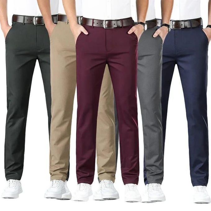 4PCS Official Men’s Trouser Pants Slim Fit Office Wear with FREE 1-Way Leather Belt – Premium Formal Business Casual Trousers Set, Comfortable Durable Stylish Work Pants