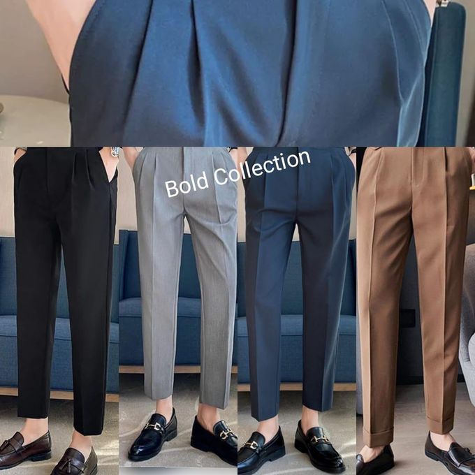 4PCS Official Men’s Trouser Pants Slim Fit Office Wear with FREE 1-Way Leather Belt – Premium Formal Business Casual Trousers Set, Comfortable Durable Stylish Work Pants