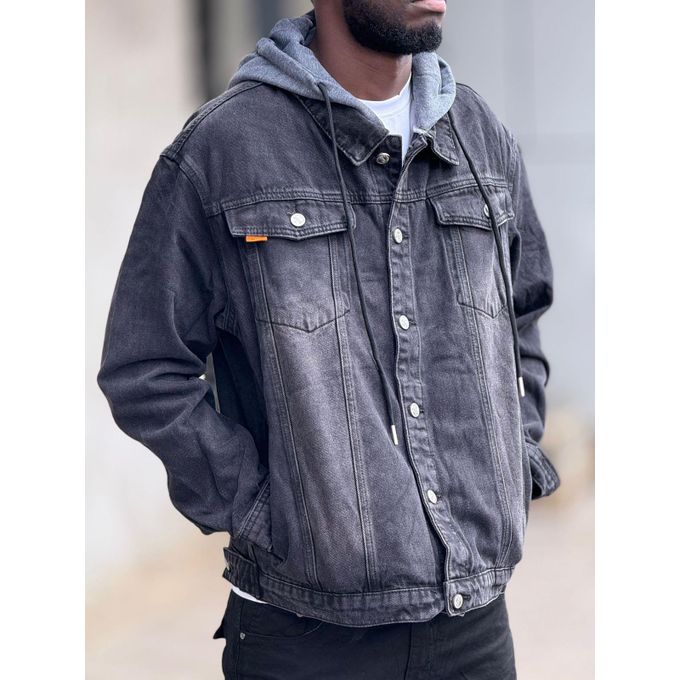 Men’s Hooded Denim Jacket – Casual Stylish Jean Jacket with Attached Hood, Button/Zip Closure, Durable Cotton Denim Outerwear for Streetwear, Travel, Outdoor Wear & Everyday Fashion Comfort