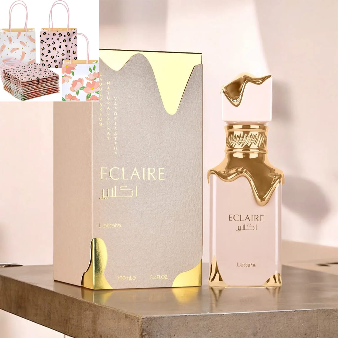 Lattafa Eclaire Eau de Parfum 100ml free GIFT BAG Sweet Vanilla Caramel Long Lasting Perfume For Women & Unisex (RANDOM COLOR)