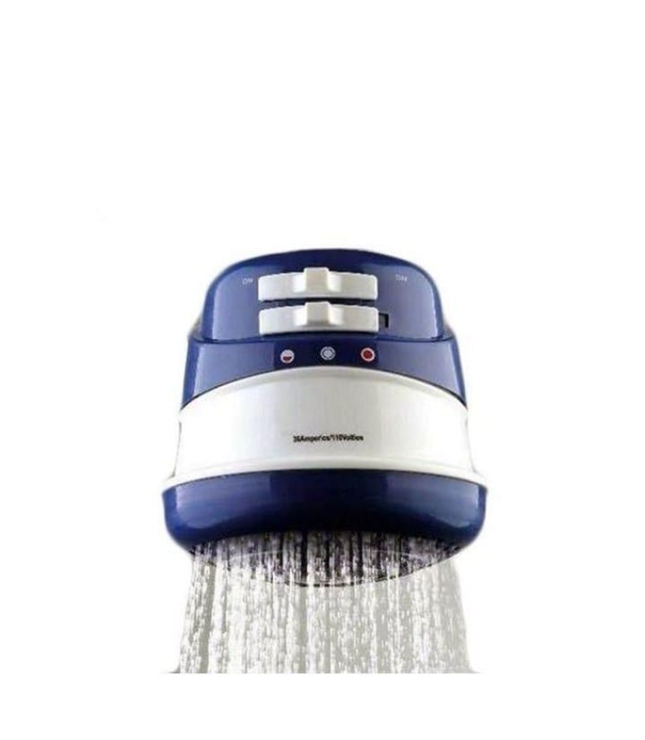 Blue & Whit Horizon Instant Electric Shower Head 5400W Fast Heating Hot Water Shower Head Hot Electric Water Heater 5400w Electric Shower Head Faucet 3 Gear Adjustable Fast Heating Bath Shower Heater