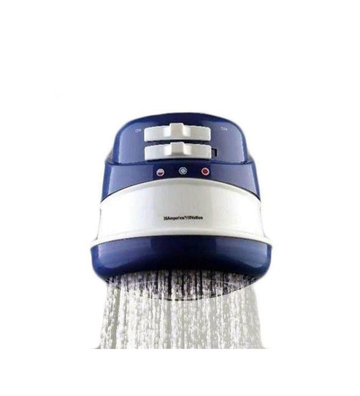 Blue & Whit Horizon Instant Electric Shower Head 5400W Fast Heating Hot Water Shower Head Hot Electric Water Heater 5400w Electric Shower Head Faucet 3 Gear Adjustable Fast Heating Bath Shower Heater