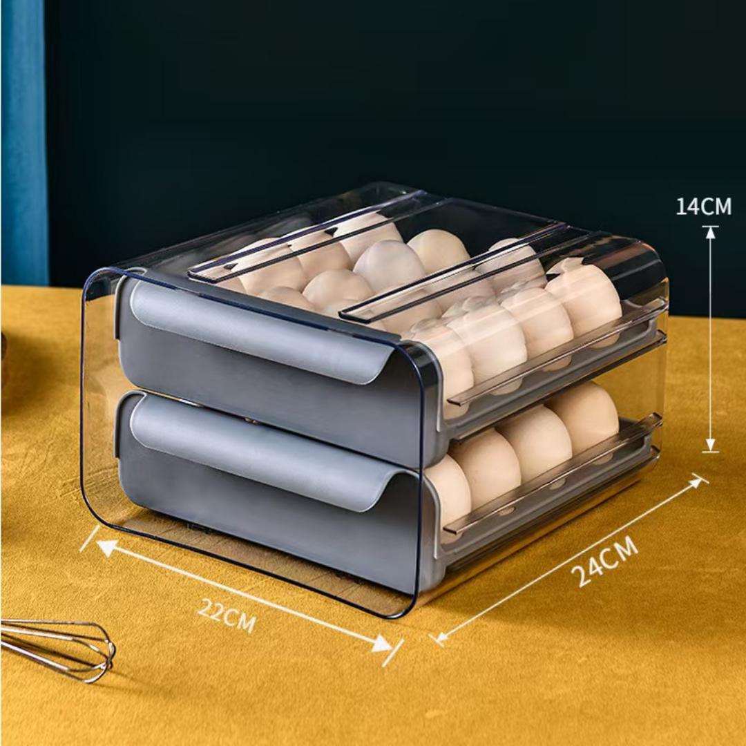decor amazingdiscountjaza keja egg tray ,with double layer egg holder for refrigerator countertop can hold  32 eggs acrylic double layer stackable  fridge organizer bpa free, convenience easy to clean