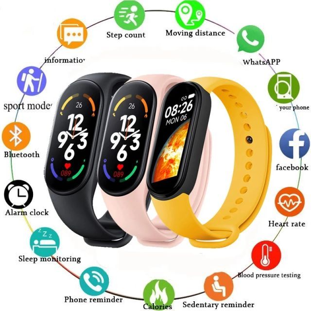 Men Women Smart Watches Sport Fitness Watch Color-screen Waterproof blood pressure Monitor Heart Rate Monitoring Pk mi band 3 Red One Size