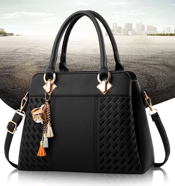 Fashion Women Handbags Tassel PU Leather Totes Bag Top-handle Embroidery Crossbody Bag Shoulder Bag Lady Simple Style Hand Bags Khaki one