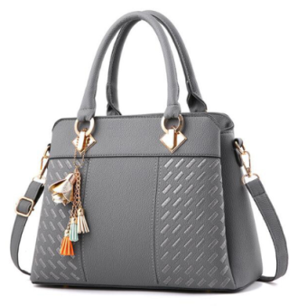 Fashion Women Handbags Tassel PU Leather Totes Bag Top-handle Embroidery Crossbody Bag Shoulder Bag Lady Simple Style Hand Bags Khaki one