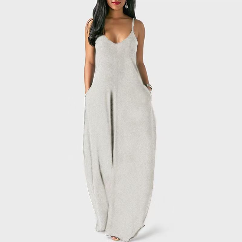 Wolddress Womens 2025 Casual Sleeveless Sundress Plus Size Loose Plain Long Summer Beach Maxi Dress with Pockets S-5X blue S