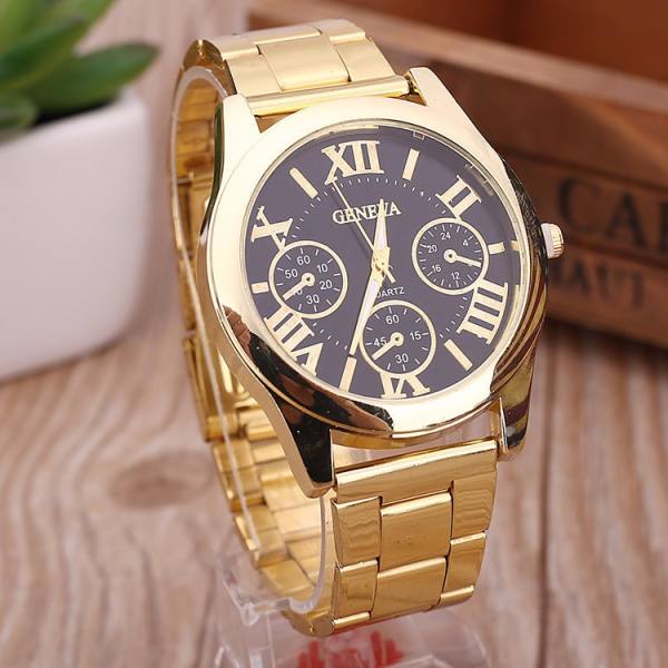Fashion geneva quartz watches women stainless steel gold watch ladies casual dress wristwatch female watch clock gift r Gold One Size