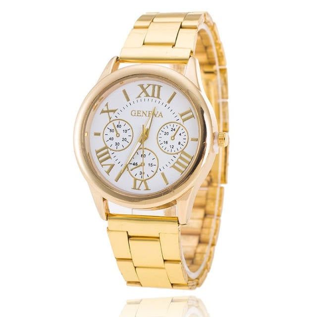Fashion geneva quartz watches women stainless steel gold watch ladies casual dress wristwatch female watch clock gift r Gold One Size