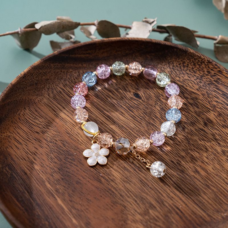 4*Sets Fashion Firecracker Crystal Flower Bracelet China-Chic Moonlight Stone Tassel Colorful Flower Hand String Scenic Spot Hot Selling Jewelry Gift