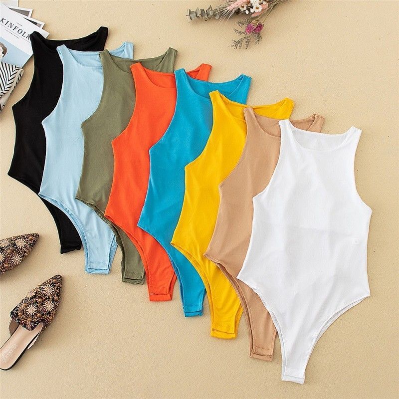 2025 Foreign Trade AliExpress Europe and America jumpsuit fashion one collar solid color jumpsuit top for women
