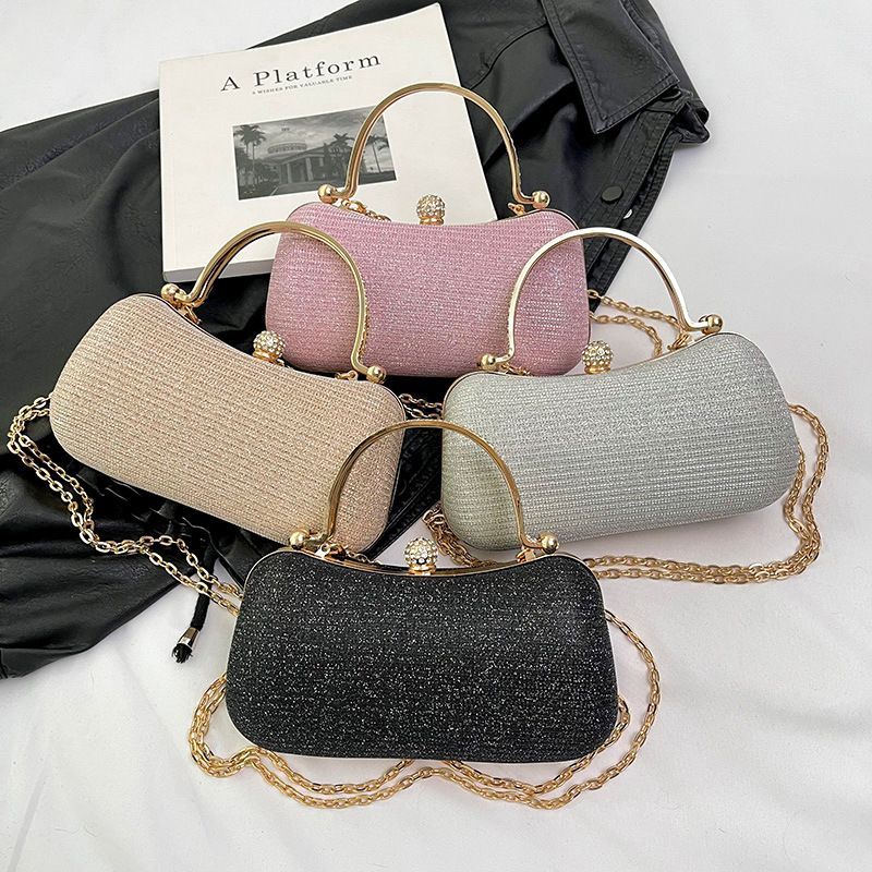 New Fashion Chain Handbag Banquet Bag Single Shoulder Cross Shoulder Small Square Bag Unique Handheld Mouth Gold Bag