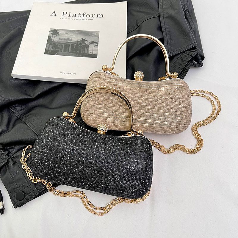 New Fashion Chain Handbag Banquet Bag Single Shoulder Cross Shoulder Small Square Bag Unique Handheld Mouth Gold Bag