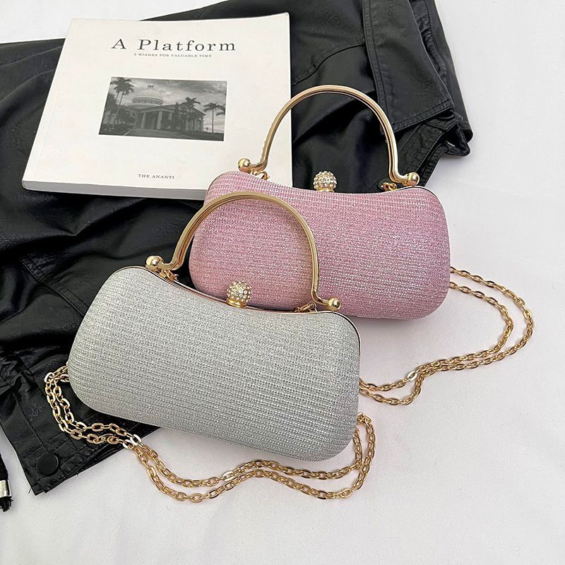 New Fashion Chain Handbag Banquet Bag Single Shoulder Cross Shoulder Small Square Bag Unique Handheld Mouth Gold Bag