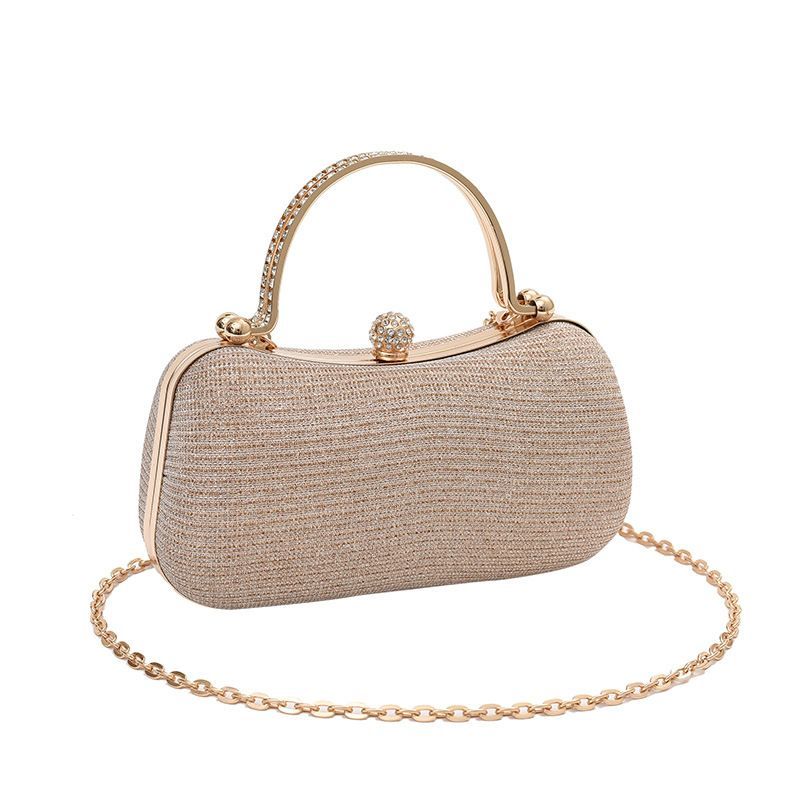 New Fashion Chain Handbag Banquet Bag Single Shoulder Cross Shoulder Small Square Bag Unique Handheld Mouth Gold Bag